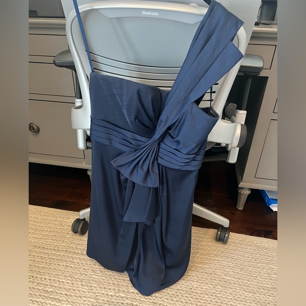 BCBG one shoulder navy dress